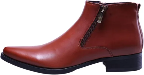 Vista 2 de Santimon Botas de Tobillo de Cuero Genuino para Hombre, con Cremallera, Puntera Puntiaguda, Botas Casuales de Moda