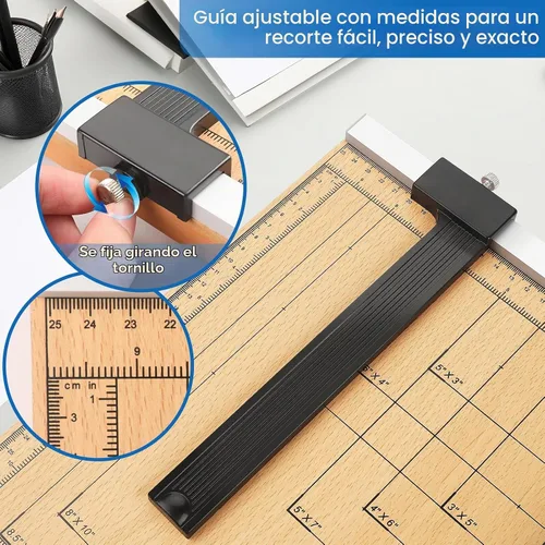 Vista 4 de MROCO - Cortador de papel de guillotina resistente y recortadora de papel, longitud de corte de 12 pulgadas