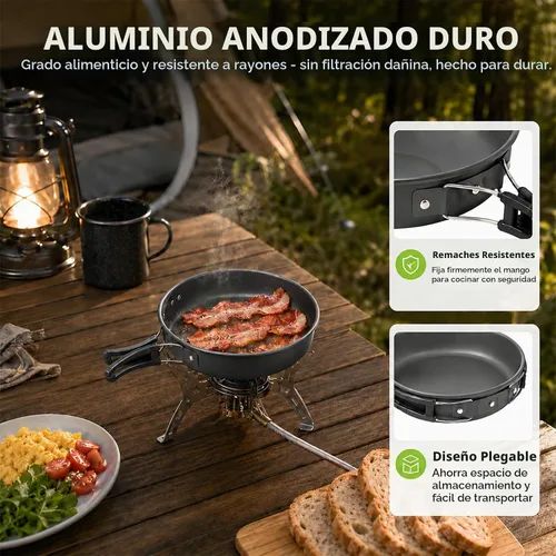 Vista 3 de aiGear Utensilios de cocina para acampar con olla cubiertos vajilla 1-2