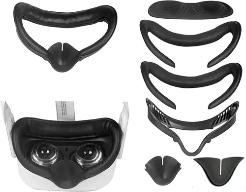 Vista 2 de Oculus Quest 2 Facial Interface Bracket Leather Eye Cover 6 Sets (Black)