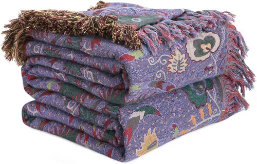 Vista 17 de LUTBM Manta bohemia para sofá de 50 x 60 pulgadas, 100% algodón, suave Animal-pájaro-a