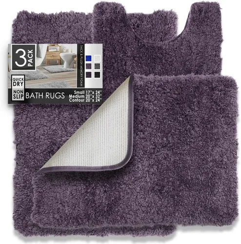 Vista 26 de Clara Clark Alfombras de baño, alfombras de baño ultra suaves y peludas - tapetes de baño para baño, lavable a máquina, base antideslizante de goma