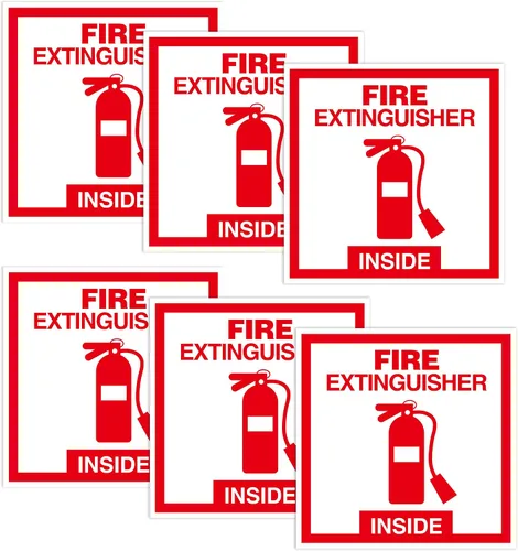 Vista 8 de 6PCS Fire Extinguisher Inside Sign Stickers,Self Adhesive Vinyl Waterproof and Scratch Resistant Safety Fire Extinguisher Label Waterproof, Suitable