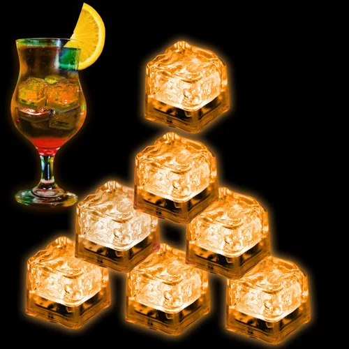 Vista 10 de Cubos de hielo iluminados para bebidas azules, 12 cubos de hielo LED activados por líquidos, brillan en la oscuridad impermeables, suministros