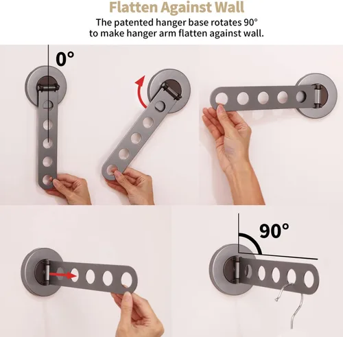 Vista 5 de Greatim - Colgador de pared para colgar ropa, colgador de ropa plegable para pared, organizador de armario que ahorra espacio, sistema de colgar