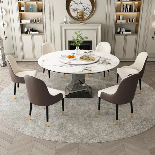 Vista 8 de Juego de 2 sillas de comedor ergonómicas sin brazos con cojines de cuero grueso y respaldo curvado, sillas de madera para sala de estar, cocina