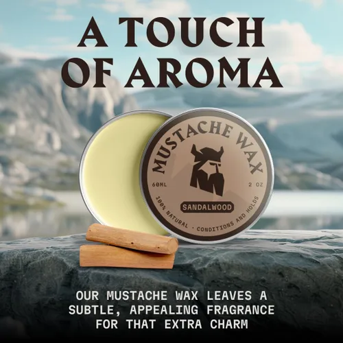Vista 5 de Striking Viking Cera para bigote para hombres con peine – 2 onzas, sándalo – Cera de sujeción fuerte con peine de bigote antiestático para un aseo