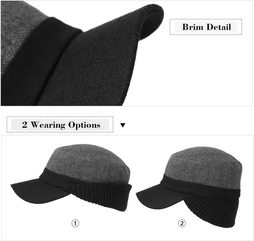 Vista 4 de Comhats Wool Baseball Cap Men Fur Hunting Trapper Dad Hats Sports Earflap Unisex M L XL