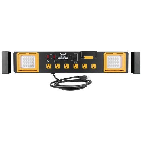 Vista 5 de Estación de potencia de grado comercial Performance Tool W2279 con 6 tomas de corriente, 2 puertos USB, soporte incorporado y luces LED, ideal