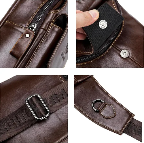 Vista 189 de LUKZIJAES Bolso bandolera de cuero genuino para hombre