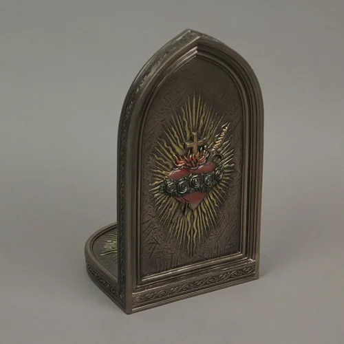 Vista 3 de Veronese Design 8 1/4" The Immaculate Heart of Mary - Placa de pie con acabado de bronce