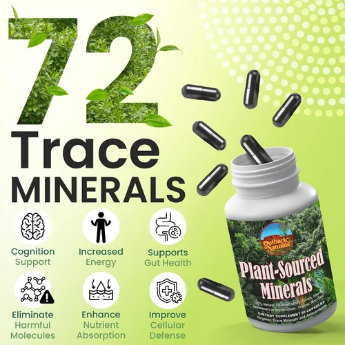 Vista 2 de Minerales de origen vegetal, 60 cápsulas, minerales orgánicos naturales y antioxidantes que apoyan el sistema inmunológico y digestivo, promoviendo