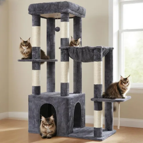 Vista 10 de Heybly Árbol para gatos resistente con base grande para gatos grandes de Beige