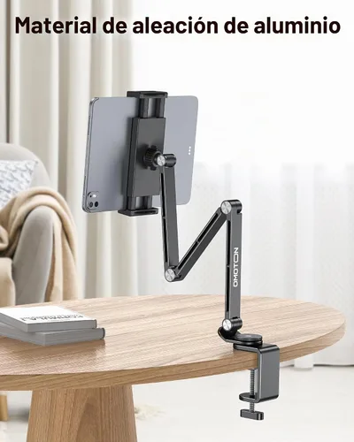 Vista 6 de OMOTON GH03 Soporte para tableta con 2 abrazaderas ABS, soporte de brazo