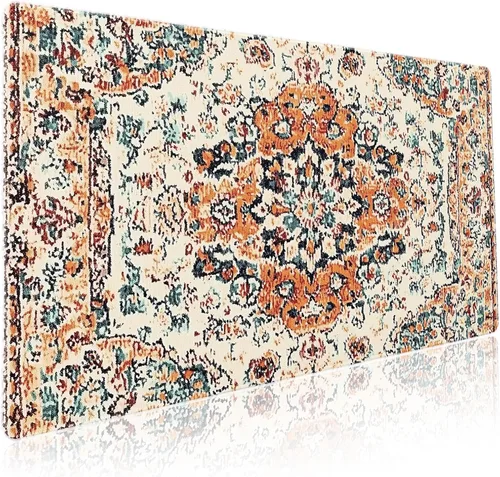 Vista 23 de Alfombrilla de mouse negra estética vintage para juegos botánicos, extendida, bonita planta verde bosque, naturaleza, floral, grande