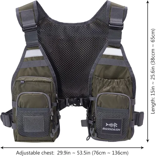 Vista 4 de BASSDASH FV08 Chaleco ultraligero de pesca con mosca para hombres y mujeres Paquete de pecho portátil Talla única para la mayoría
