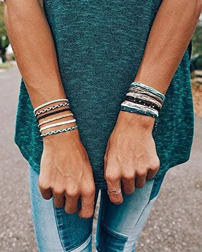 Vista 5 de Pura Vida - Mini Pulsera trenzada Brazalete chapado, banda ajustable