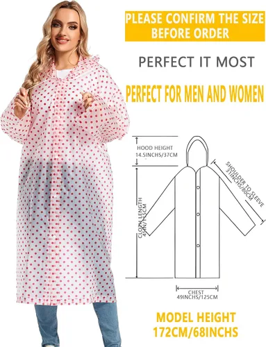 Vista 10 de 2 abrigos de lluvia de Borogo para adultos, chaquetas de lluvia reutilizables para hombres y mujeres