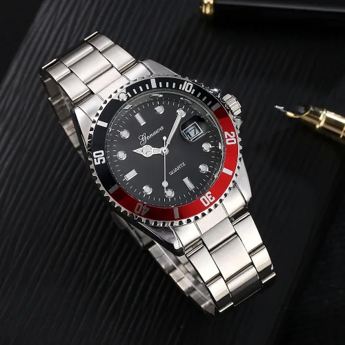 Vista 2 de GONEWA - Reloj de pulsera analógico de cuarzo para hombre, de acero inoxidable, con fecha, para hombre