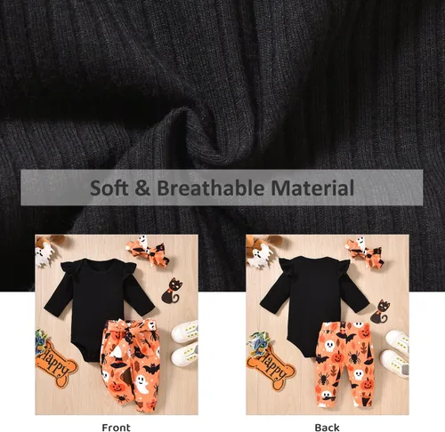 Vista 235 de Aalizzwell Conjunto de mameluco acanalado para bebé recién nacido prematuro para otoño e invierno