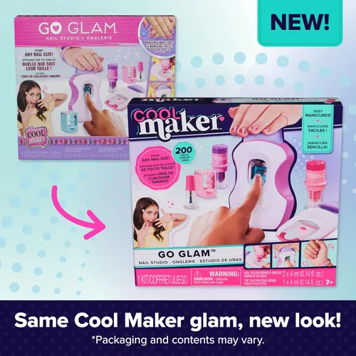 Vista 6 de Cool Maker, GO GLAM Studio Kit de Uñas, Estiliza 200 Uñas, 4 Diseños, 2 Aplicadores de Esmalte y Máscara (El Empaque Puede Variar), Artes