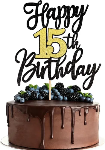 Vista 12 de 1 PCS Decoración para Pastel Feliz Cumpleaños Número 10 Negro Dorado con Purpurina Brindis por 10 Años Selección de Pastel de Cumpleaños 10 Fabuloso