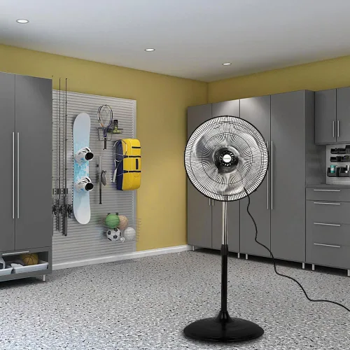 Vista 9 de hykolity Ventilador oscilante de pedestal de alta velocidad de 18 pulgadas con 3 velocidades, ventilador de metal resistente de 3850 CFM con aspas