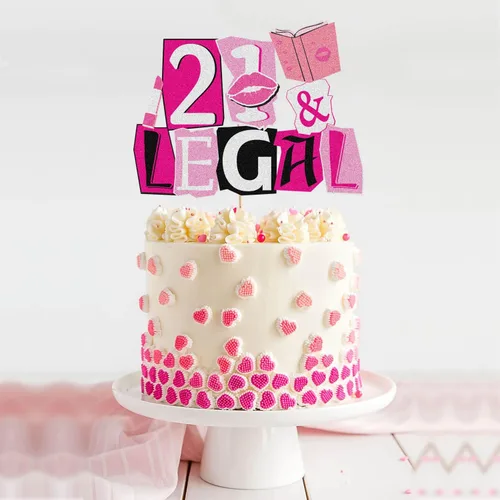 Vista 3 de Decoración para pastel de 21 cumpleaños 21 (niña rosa)