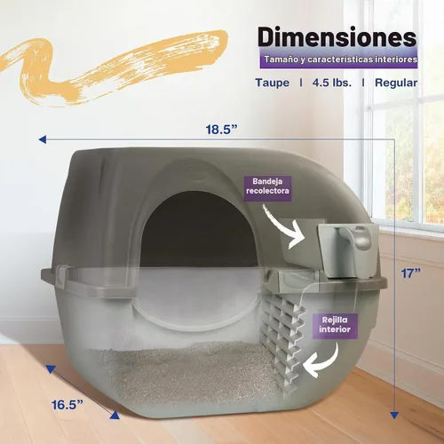 Vista 4 de Omega Paw NRA15-1 Caja de arena de limpieza automática Roll 'n Clean, regular, peltre, normal, Pewter