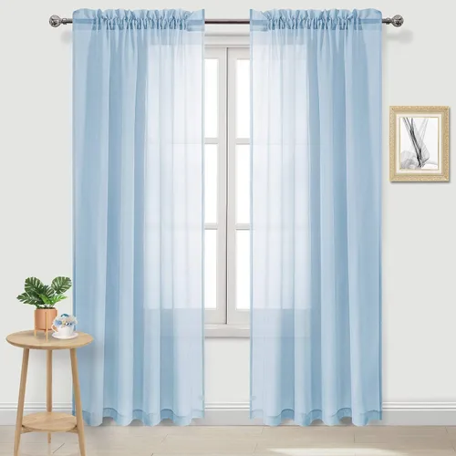 Vista 78 de DWCN Cortinas Transparentes Aqua de Voile Semitransparente con Bolsillo para Barra para Dormitorio y Sala de Estar, 36 x 36 pulgadas de Largo, Juego