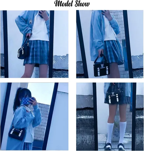 Vista 8 de Kawaii, monederos pequeños para mujer, bolso de anime japonés, lindo bolso de hombro, bolsos de mensajero de cuero para niños