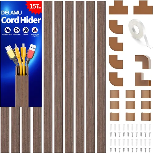 Vista 9 de Delamu Cubiertas de Cable de 157 pulgadas para Cables en la Pared, Ocultador de Cable para 1 Cable, Ocultador de Cable Pintable, Cubiertas