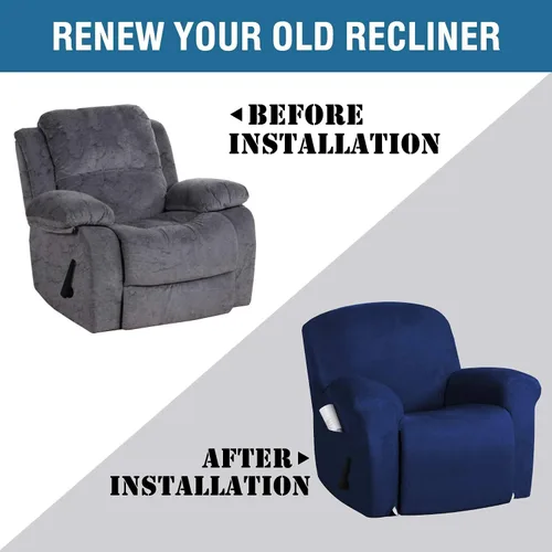 Vista 3 de Fundas impermeables de terciopelo para sofá reclinable, 8 fundas elásticas para sofá reclinable de 1, 2 y 3 plazas, funda suave antideslizante