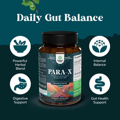 Vista 4 de PARA-X Suplemento de salud intestinal a base de hierbas, apoyo inmunológico con ajenjo y clavo de nogal negro, apoya la salud digestiva y la salud