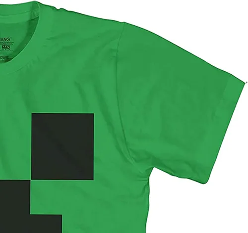 Vista 6 de Minecraft - Camiseta oficial para niños, diseño de cara de enredadera negra y verde
