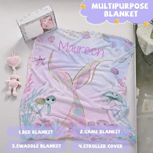 Vista 5 de Manta de bebé personalizada para niñas y niños, manta de bebé personalizada con nombre, mantas personalizadas con nombre para niños, manta de Linda