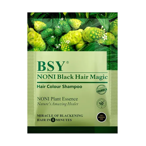 Vista 10 de BSY Noni Black Hair Magic Champú para teñir el cabello, 0.4 fl oz - Paquete de 24 sobres