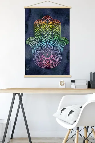 Vista 5 de Trends International Brigid Ashwood - Rainbow Hamsa Wall Poster with Magnetic Frame