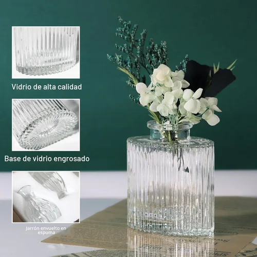 Vista 3 de Juego de 4 jarrones de cristal, 4 tamaños de florero pequeño para decoración de mesa de fiesta o hogar