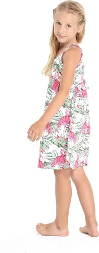 Vista 6 de Hecho en Hawaii Luau Vestido con tirantes elásticos en crema flamenco