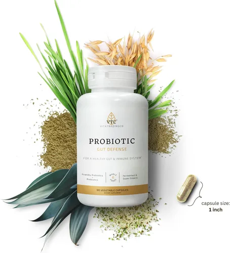 Vista 6 de VTC VitaTradingCo. Probiotic Gut Defense Probióticos y prebióticos para la salud intestinal y la digestión 1 mil millones de UFC con base