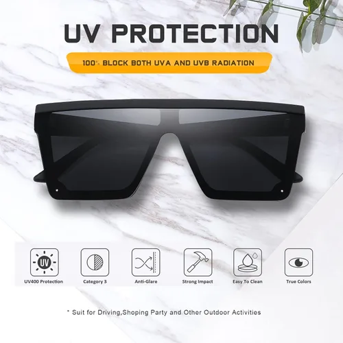Vista 3 de Jectieey Oversized Square Sunglasses for Women Men Trendy Flat Top Sun Glasses Siamese Shades UV Protection