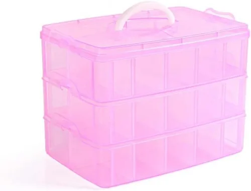 Vista 8 de Kamay's Caja de almacenamiento de plástico apilable de 3 niveles con ranura ajustable y transparente para manualidades, bandeja organizadora de 3