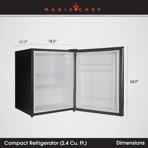 Vista 3 de Magic Chef Mini refrigerador de acero inoxidable sin congelador de 2.4 pies cúbicos