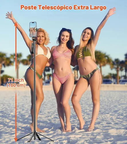 Vista 9 de Trípode para teléfono Selfie Stick - Soporte para teléfono celular de 71 pulgadas de alto con control remoto inalámbrico desmontable y 2 luces LED