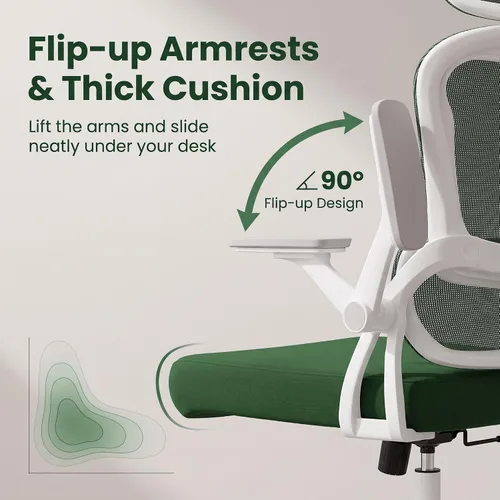 Vista 6 de Ergonomic Mesh Office Chair, 350LB Heavy Duty High Back Desk Chair, Adjustable Headrest, Auto Adaptive Lumbar Support, Memory Foam Cushion, Armrests