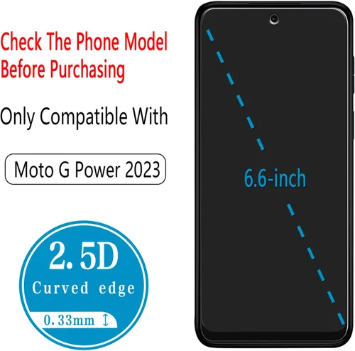 Vista 3 de Paquete de 2 protectores de pantalla de vidrio templado diseñados para Motorola Moto G Power 5G (2023), antiarañazos, sin burbujas