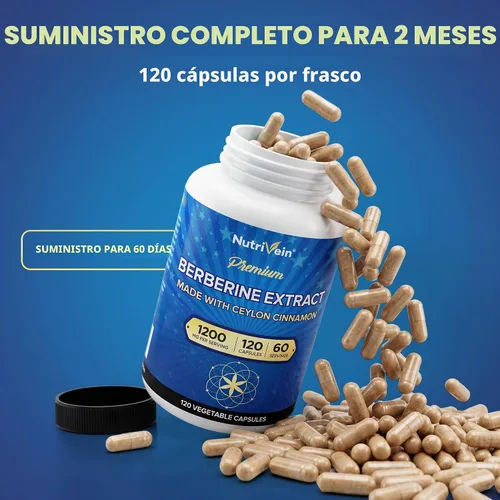 Vista 4 de Nutrivein Premium Berberine HCL 1200 mg - 120 Caps: Suplemento de berberina