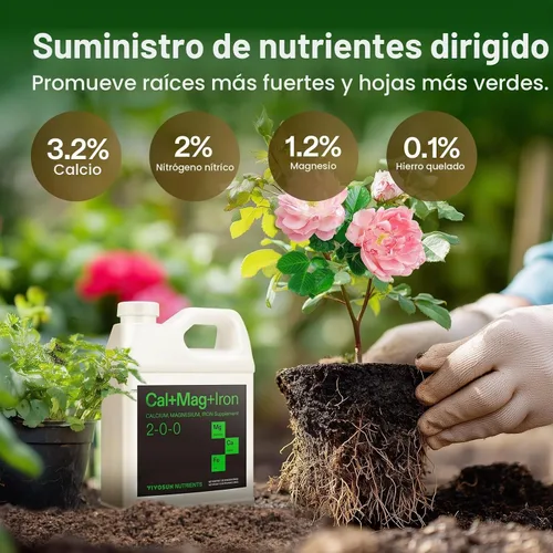 Vista 2 de VIVOSUN Cal+Mag+Hierro (2-0-0), suplemento de calcio, magnesio y hierro de 32 onzas Liquid Nutrient Fertilizer for All Plants, Concentrated Plant