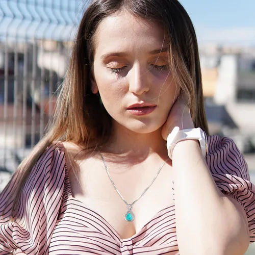 Vista 83 de Joyas de turquesa para mujeres y hombres de plata de ley 925 con colgante de urna para cenizas, collar con medallón de imagen, martillo de Thor